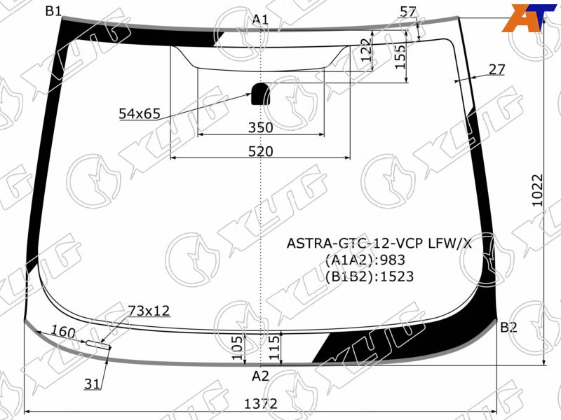 Стекло лобовое OPEL ASTRA J 3D HBK 11-17 ASTRA-GTC-12-VCP LFW/X ASTRA-GTC-12-VCP LFW/X