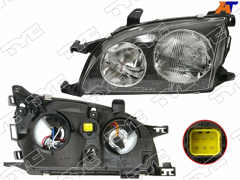 Фара TOYOTA AVENSIS/CALDINA 97-00 LH черная (Евросвет) 20-5612-08-2B 20-5612-08-2B