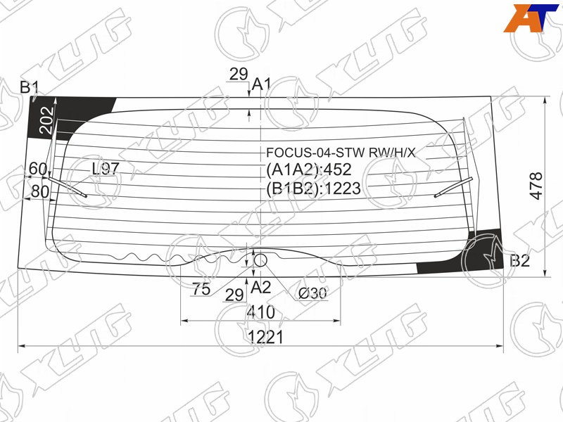 FOCUS-04-STW RW/H/X XYG Стекло заднее с обогревом FORD FOCUS II 5D WGN 05-11 для 