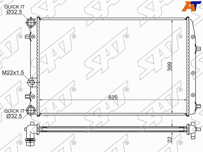 VW0011-1 Sat Радиатор VOLKSWAGEN POLO 02-/SKODA ROOMSTER 06- для 