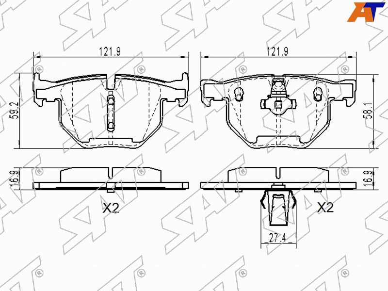 Колодки тормозные зад BMW 5 E60 ST-34216763044 ST-34216763044