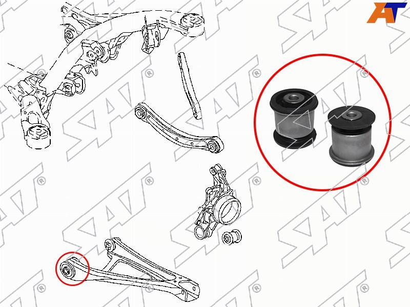 Сайлентблок задней подвески AUDI Q7 06-15/VOLKSWAGEN TOUAREG 03-/PORSCHE CAYENNE 02-10 ST-7L0505311BB ST-7L0505311BB