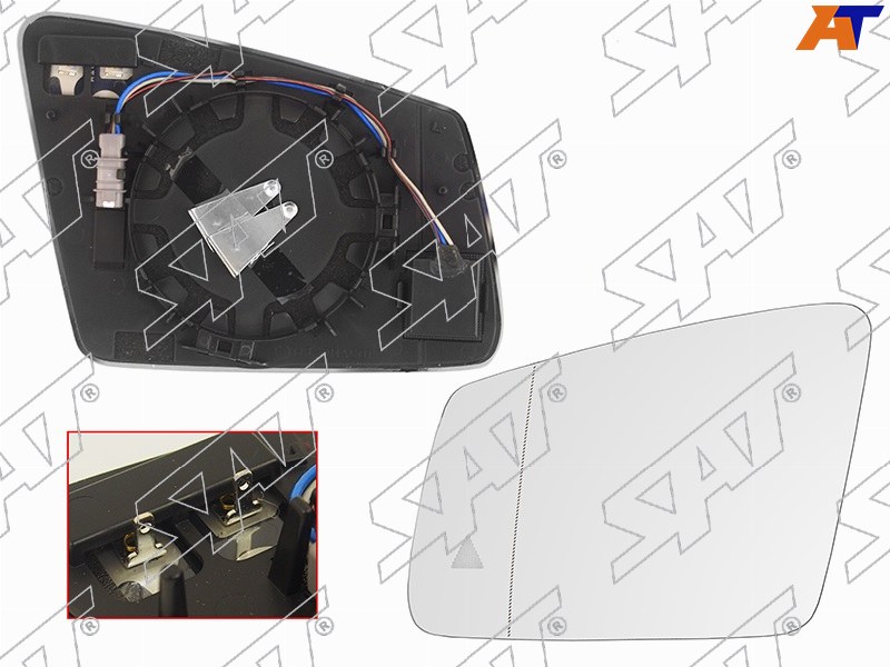 ST-MD08-940G-B2 Sat Полотно зеркала MERCEDES W204 11-14/W221 09-13/W212 09-16 LH асферическое с обогревом, мёртвая зона для 