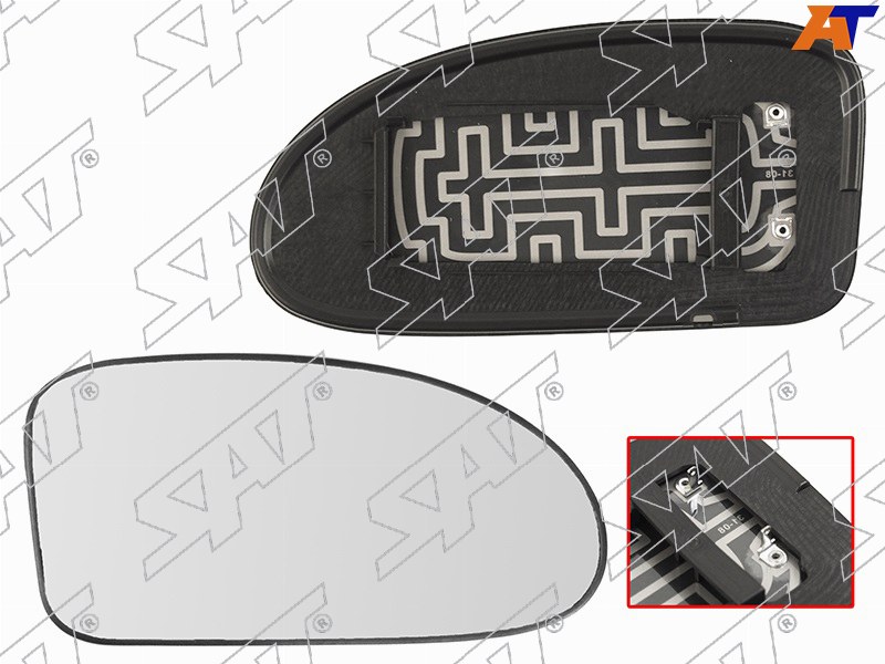 ST-121-0042 Sat Полотно зеркала FORD FOCUS 98-04 RH сферическое с обогревом для 