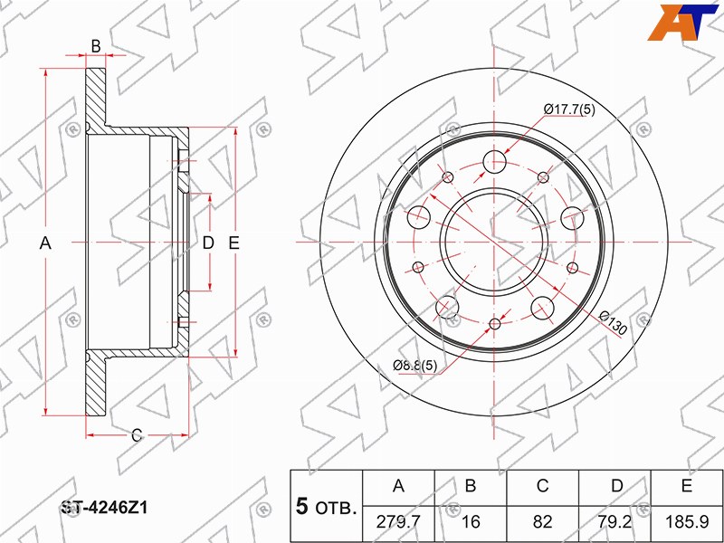 ST-4246Z1 Sat Диск тормозной зад CITROEN JUMPER/FIAT DUCATO/PEUGEOT BOXER 2.0-2.8HDI 02- для 