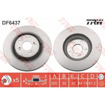 DF6437 TRW Диск тормозной передний для 